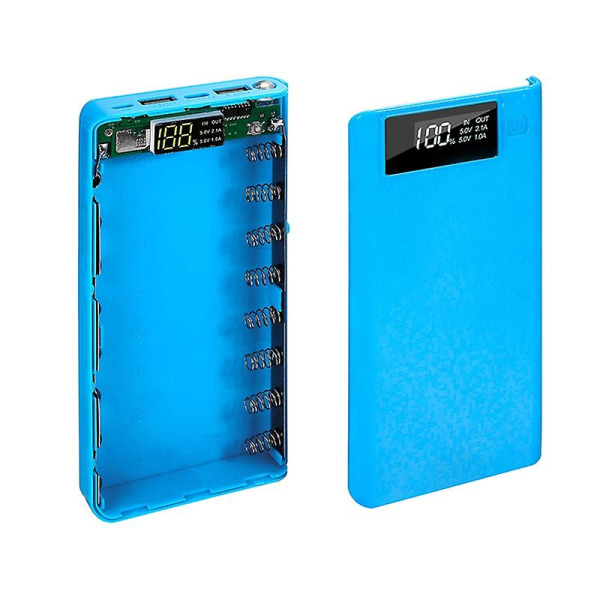 Bærbar 18650 batterilader USB Type-c LCD-skjerm gjør-det-selv mobil Power Bank-veske Jikaix Blue
