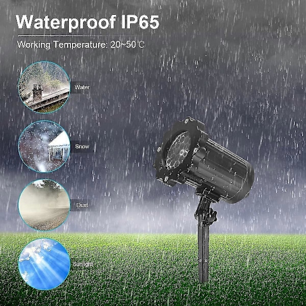 LED-projektor Jullampa Snöfall Ljus Med Fjärrkontroll IP65 Vattentät Utomhus och Inomhus Juldekoration Snöflinga [DB]