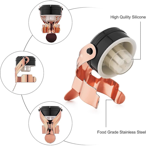 Champagnestopper, 2 st Rostfritt Stål Champagneflaskpropp För Cava Prosecco Mousserande Vinpropp TY [DB] Rose gold 2pcs