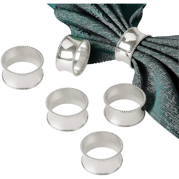 Servettringar Set, Servett Spänne Hållare, Handgjorda Naturliga Metallprydnader (silver, 6 st) db