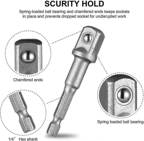 8 stk. Sokkeladapter 1/4\" Hex til 1/4\" 3/8\" 1/2\" Sokkeladapter-CE db