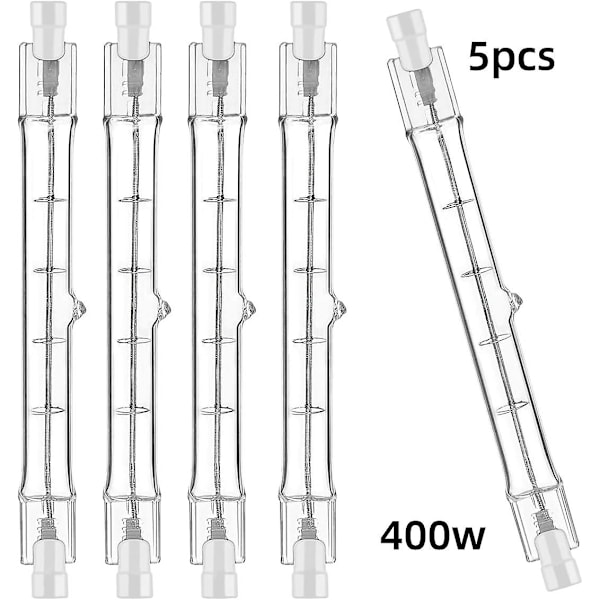 5 stk R7s 118mm 400W Halogen Pære Blyant Pære Dæmpbar AC 220-240V 7500lm J118 Lineær Halogen Spotlight [DB]