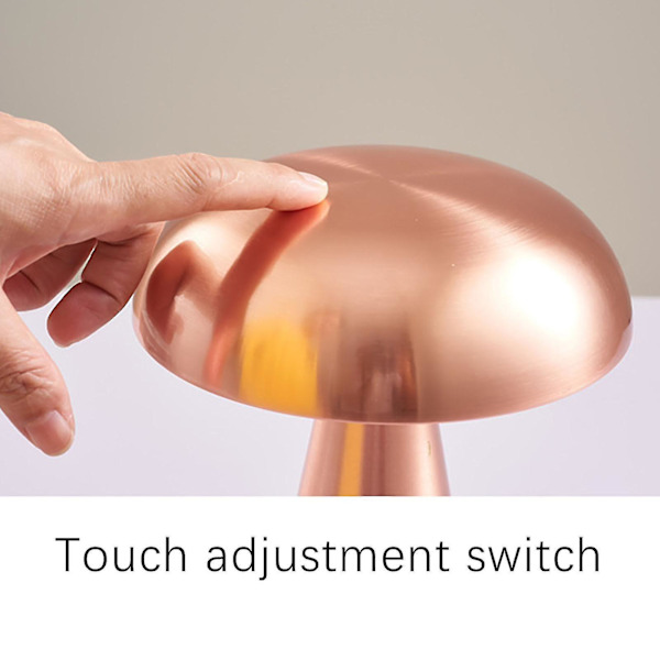 Mushroom LED Bar Bordlampe - Luksus Hotel Cafe Udendørs Bord - Sengebord USB Opladning Nattelys DB Rose gold