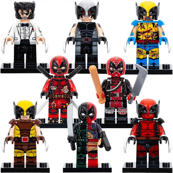 Deadpool X Wolverine Multiverse Variants Minifigurset 2 med Vapen med Tillbehör {Db}