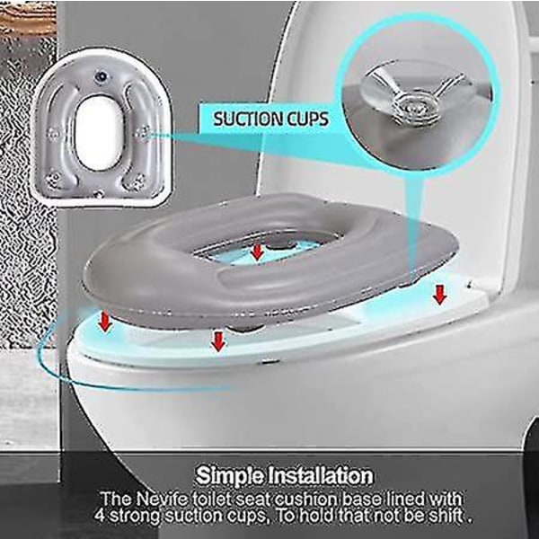 Ilmatäytteinen wc-istuimen pehmuste, korotettu donitsi, säädettävä wc-istuin, pvc-käymäläpehmuste aikuisille, vanhuksille, vammaisille, ta  [dB}