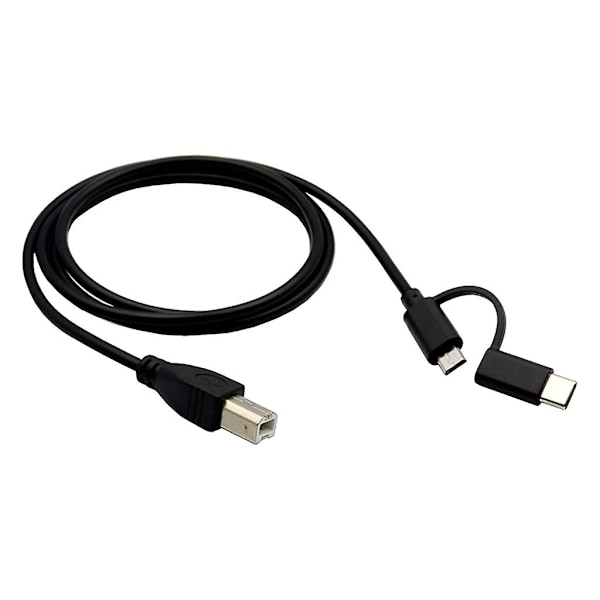 Smarttelefon til skriver OTG-kabel Micro USB & Type C til USB-B ledning Datotråd [DB] 2m
