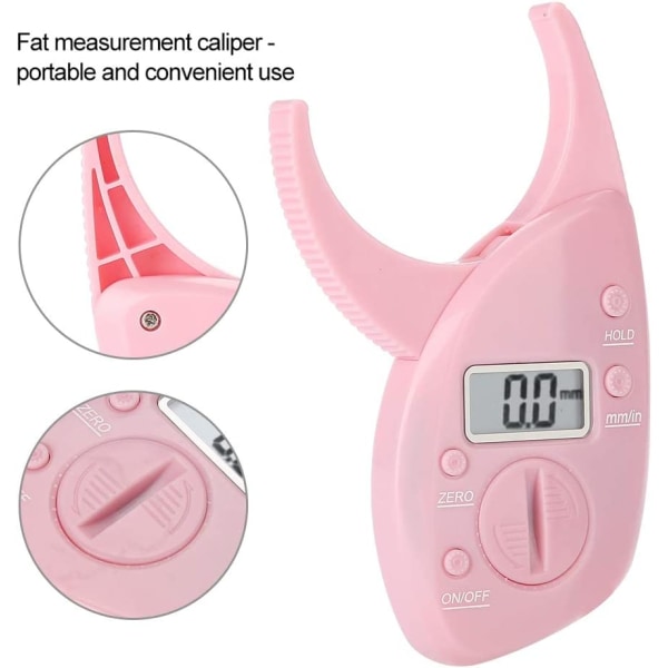 Body Fat Caliper, 0-50 mm rosa hudfold Body Fat Caliper, nøyaktig ABS for magen