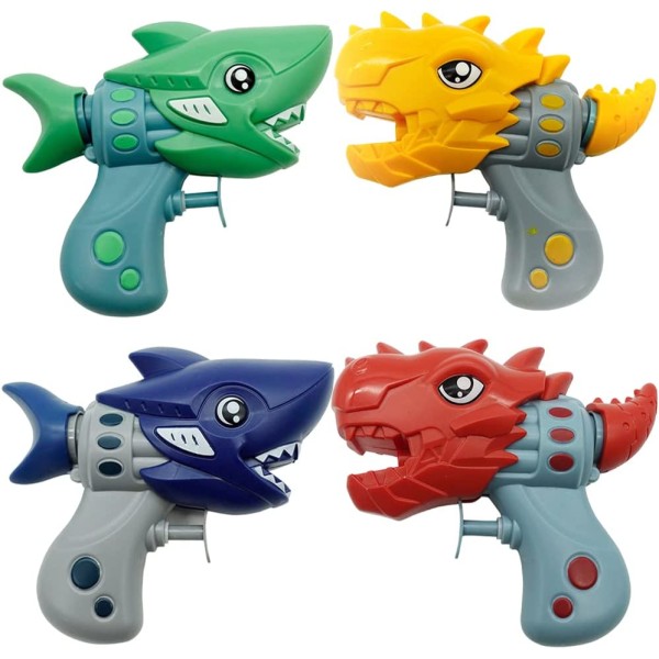 4 Pack Kids Water Gun, Mini Water Gun Dinosaur Shark Bassengeleker Utendørs Vannleketøy Fest Utendørs Strand