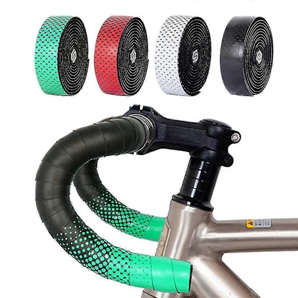 Styrlinda Cykel Landsvägscykel Tvåfärgad Lindor 2 Rullar PU Läder Yta Eva Skum Cykelstyre Lindor Med Ändpluggar [db] B-black red