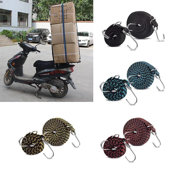 1M/for 3M Lang Elastisk Stropp Tau med Metallkroker Multifunksjonell Bungee Stropp [DB] Black red 3M