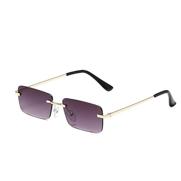 Fashion Rektangel Kantløse Nye Solbriller Firkantede Vintage Briller Stel Gradient Briller Uv400 Briller Til Mænd Og Kvinder [DB] Color 3 One Piece