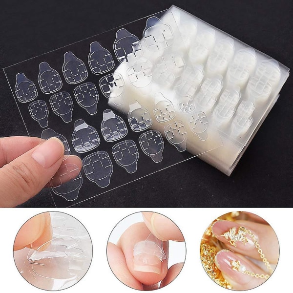 96 st dubbelsidigt lim nagelklistermärke Transparent självhäftande falska nageltips för fingrar
