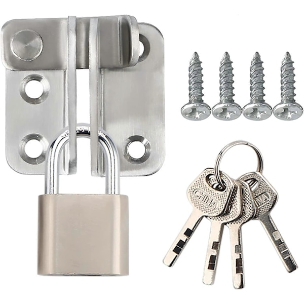 Flip Latch Portlåse med Hængeslås Glidebolt Lås Sikkerhedsdørslåse Sæt, MS3001LS-SET Rustfrit Stål Børstet Finish db Brushed Nickel