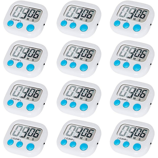 12 stk. Digitalt køkkentimer med ON/OFF-knap, høj alarm {DB}