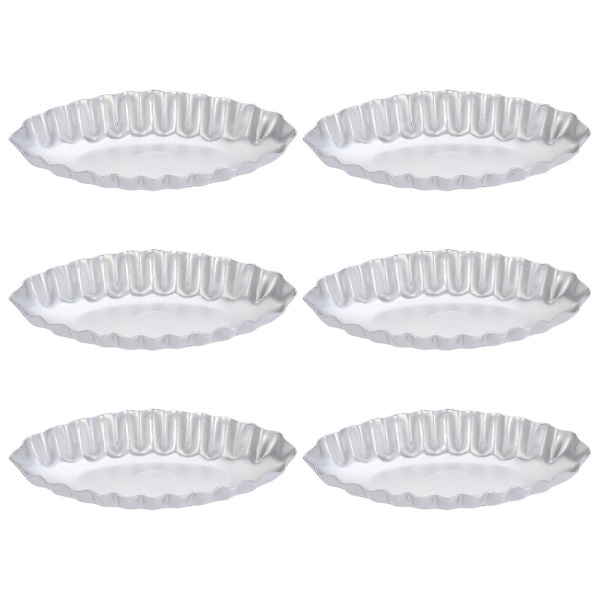 6 st Choklad Panettone Liten Tårta Pan Set Non Stick Bakformar Cookie Tart Formar Ägg Tart Båt Form Db Silver 10X4.5X1.5CM
