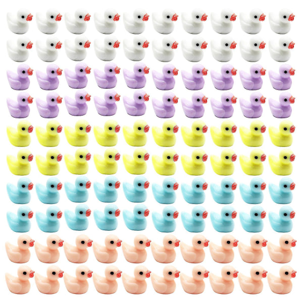 100 Stk Mini Resin Duck Miniatyr Andefigurer Micro Fairy Hage Landskap Db Multicolor 100PCS