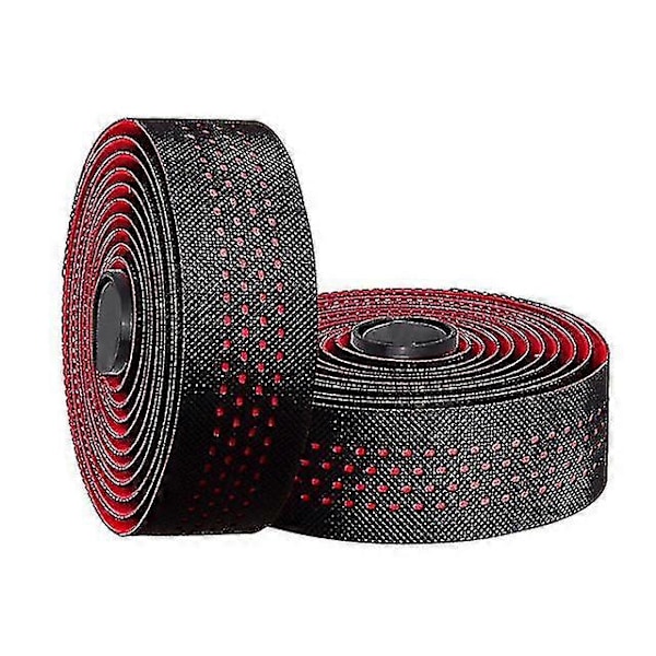 Styrlinda Cykel Landsvägscykel Tvåfärgad Lindor 2 Rullar PU Läder Yta Eva Skum Cykelstyre Lindor Med Ändpluggar [db] B-black red