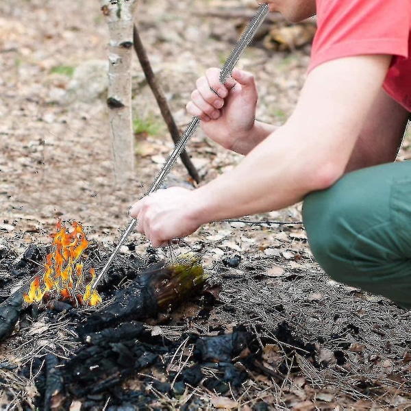 Bælge i rustfrit stål lommeblæser brandrør til udendørs camping, rejser, pejs, grill, bål, der blæser luft ind i en ild (4 stk)