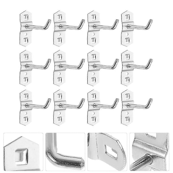 12 st Pegboardkrokar Väggmonterade Pegboardförvaringskrokar Metall Pegboardhängande Krokar för Verktyg [DB]