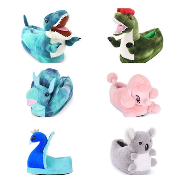 Vinter Varme Indendørs Hjemmesko Skridsikre Hjemmesko Dinosaur Plys Sko Legetøj Fødselsdagsgave [DB] Adults Style 1