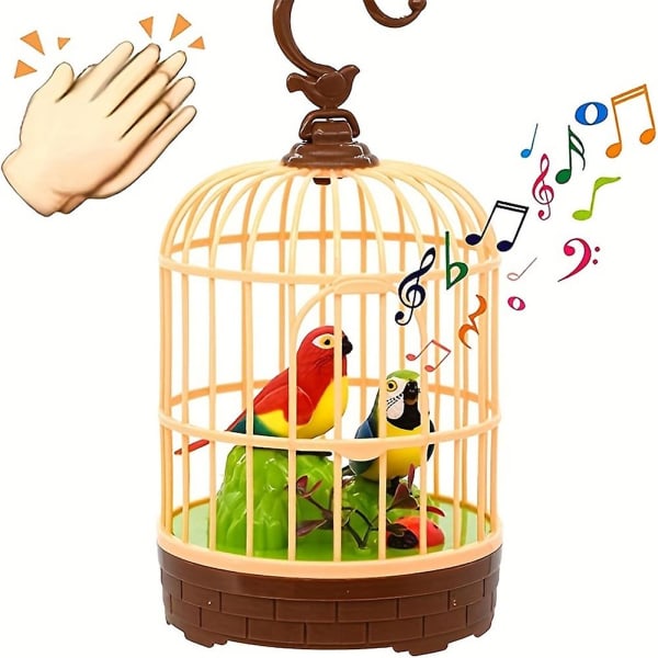 Talking Parrot Electric Voice Control Simulation Parrot Lighting Motional Birds With Cage Parent-child Interaction Toy Kids Baby Gift DB