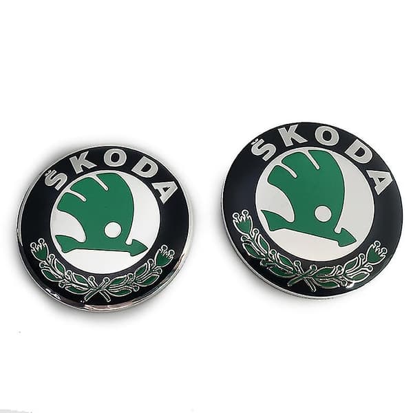 Bilemblemer 2 dele til Skoda-modeller 90mm 80mm emblememblem