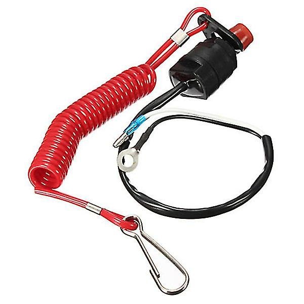Nødstopkontakt til bådmotor til Yamaha / Tohatsu Udenbordsmotor Stop Kill Switch Afbrydere med Sikkerhedslænke db Black  red