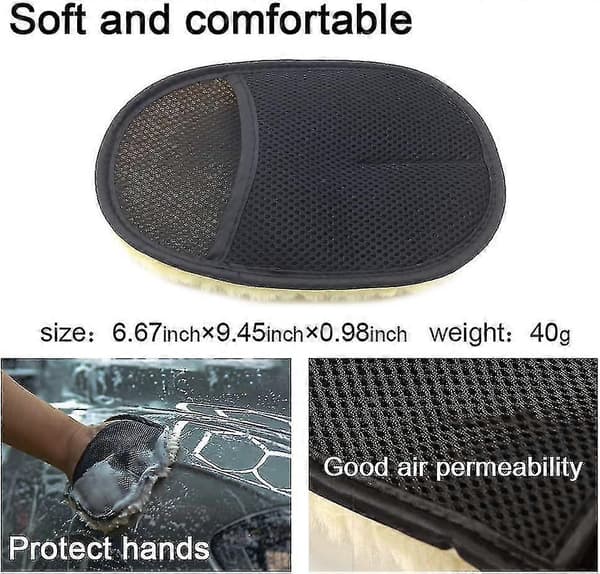 Imitert Ull Bilvaskhansker 4 Sett Bilvask Svamp Mikrofiber db