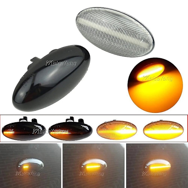 2 stk LED dynamisk blinklys sidemarkerlys til Peugeot 307 206 407 107 607 1007 Partner Expert sekventielt blinklys  DB