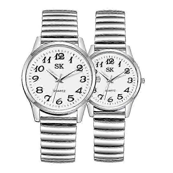 Herr Dam Armbandsur Par Flexibelt Stretchband Kvarts Klockor [DB] Men