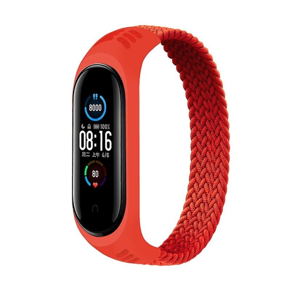 Nylon flettet elastisk urrem til Xiaomi Mi Band 3/4/5/6/nfc Jikaix Red