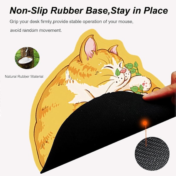 Musmatta, Liten Musmatta 23,1 x 20,8 cm Söt Katt Musmatta Skrivbordsunderlägg med Halkfri Gummibas för Spel Arbete Kontor Hem Orange Sleepin db