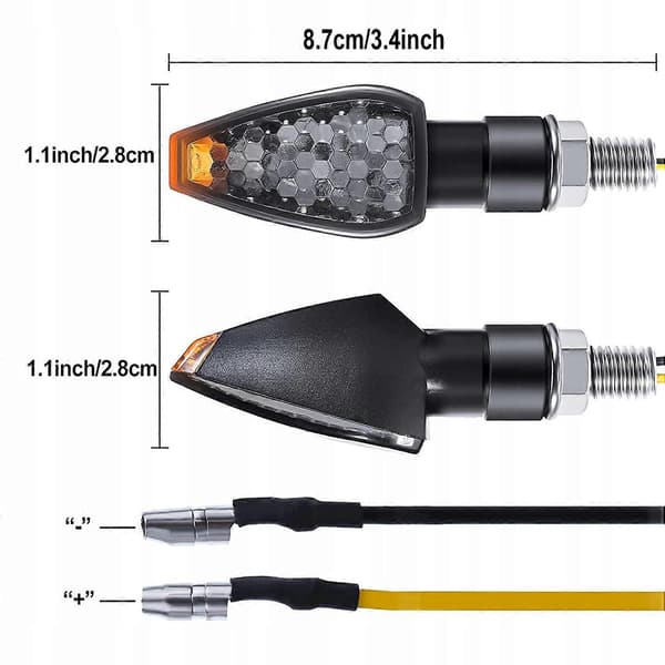 4x Motorcykel Blinklys Quada Godkendelse 12 V Sort Røget 14 [DB]