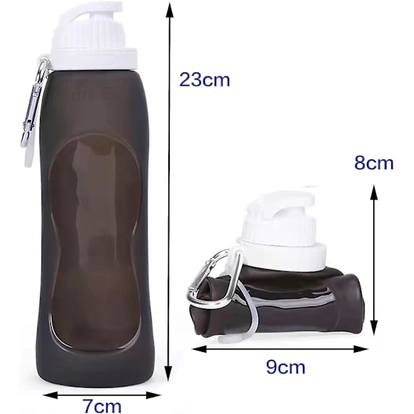 Vuotamaton, ultrakevyt juomapullo, 500 ml, kokoontaitettava vesipullo, BPA-vapaa, pullo urheiluun, pyöräilyyn, kuntoiluun, ulkoiluaktiviteetteihin, urheilupullo