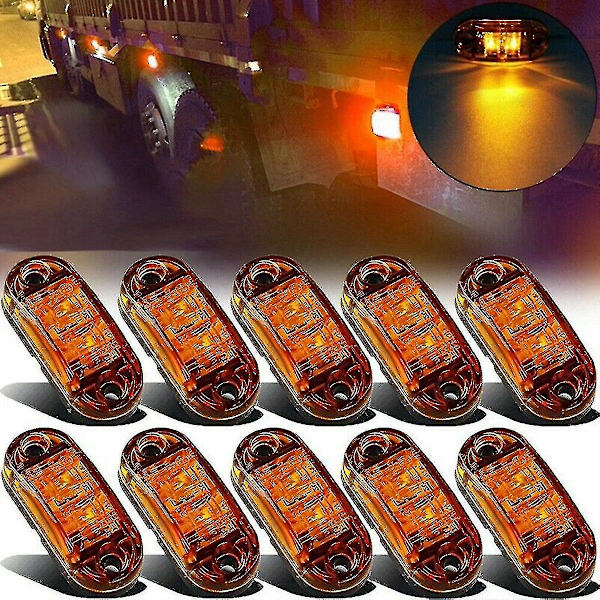 20 st LED 2,5 tum 2 dioder ljus ovala positionsljus släpvagn lastbil sidomarkering gul röd DB