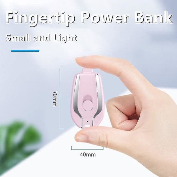 1500 mah nøkkelring telefonlader, mini Power Emergency Pod-kompatibel Iphone eller Type-c Hurtiglading Power Bank nøkkelring [DB] Pink For iphone