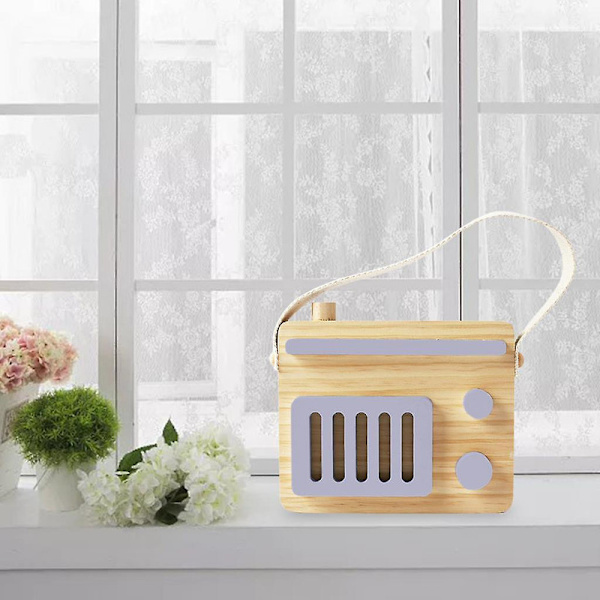 Baby Toy Wood Mini Radio Toy Læring Foto Rekvisita Rom Decor For Boys Girls White db gray 17x14cm