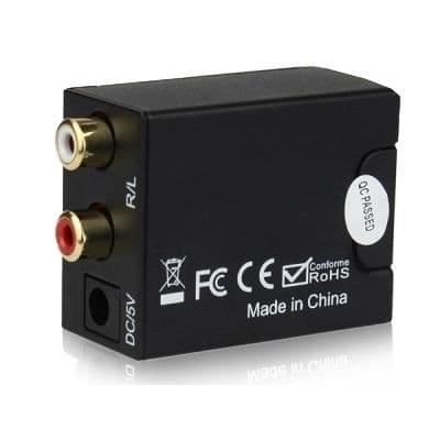Toslink koaksial digital lydkonverterer til RCA analog lydkonverterer (svart)