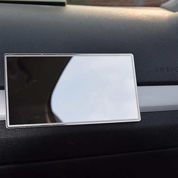 Bilvisirspejl, brudsikkert rustfrit stål selvklæbende tilbehør bærbart design, til bil, makeup, universelle biler, kørsel, daglig brug[DB] rectangular trumpet