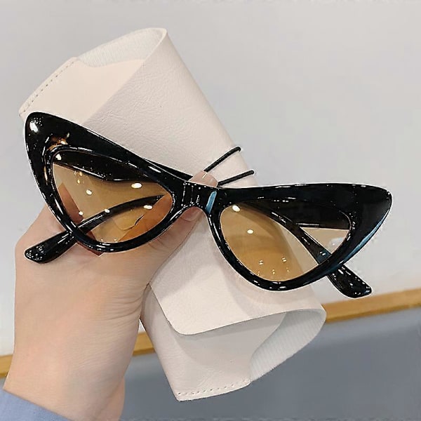 Fashionabla Cat Eye-solglasögon för kvinnor 2022 Nya trendiga Den senaste personligheten Ins Net Red-glasögon UV400 Utomhus Street Shop [DB] black-gray as picture