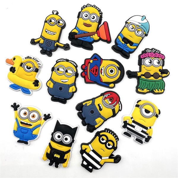 12 stk Minions Grusomme meg-sko dekor charms for barn og voksne Crocs sko DIY-tilbehør [DB]