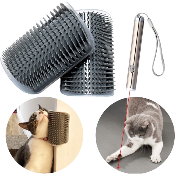 Cat Grooming Brush Cat Supplies for Pet Cats, 2-Pack - Grå