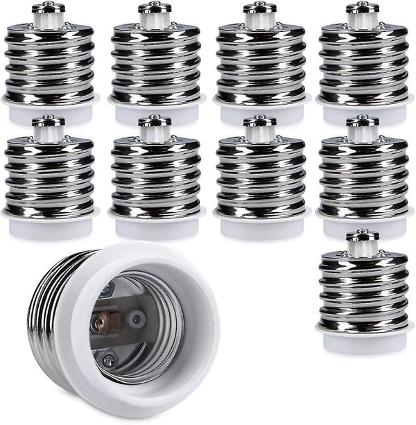 10x Sokkeladapter - 10x E40 Til E27 Sokkelkonverter - E27 Base Lampeholder Adapter Til Halogen Led Pære [DB]