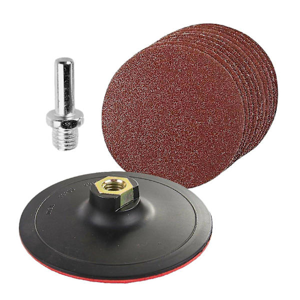 10-delt Rundt Slibningssæt med Polstret og Boret Adapter til Blandet Grussliber 125Mm Slibeskive Db black  brown