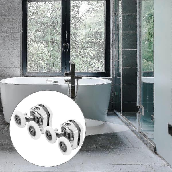 4 Pak Glasbruserdørsruller, 23mm Diameter Solid Zink Legering Dobbelt Ruller Til Bruserkabine, Bruserum, Reservedele-hy {DB}