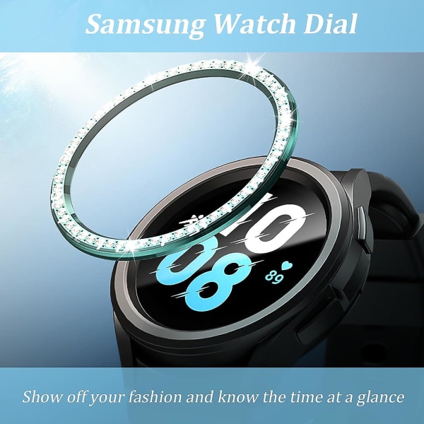 2 stk Bezel-tilbehør for Samsung Galaxy Watch 6 43 mm Bezel, Diamond Pc Bezel Ring selvklebende deksel Anti-ripebeskyttelse Deksel Dekor [DB] Black-Pink For Galaxy Watch 6 43mm