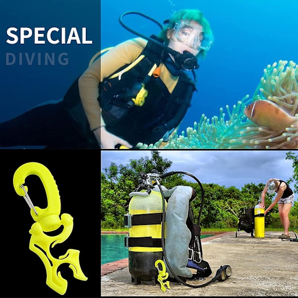 2 Pakker Scuba Slangeklips Scuba Dykking Slangeholder Klips, Dobbel BCD Slangeholder med Snapspenne [DB] As shown