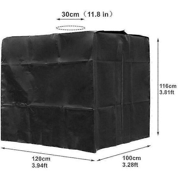 Vesisäiliön kansi, IBC-säiliön kansi 1000 litran säiliöön, vesisäiliön suojakansi, pölytiivis UV-suojattu sateenkestävä, 120x100x116cm (musta) [DB]