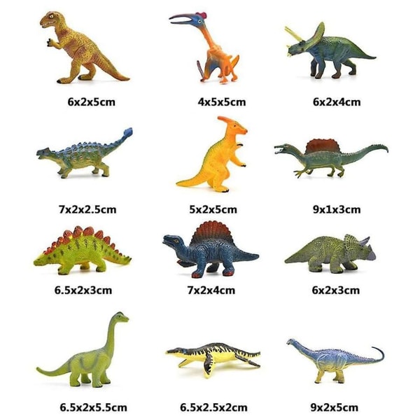 12 stk Mini Dinosaur Figur Leke for Gutter og Jenter Pvc Dinosaur Leke Sett Vaskbar Simulering Mini Utdannings Dinosaur Dyr Leke db