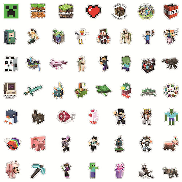 50 stk Minecraft-tema klistremerker Vanntette klistremerker Dekor for bagasje Skateboard Laptop [DB]